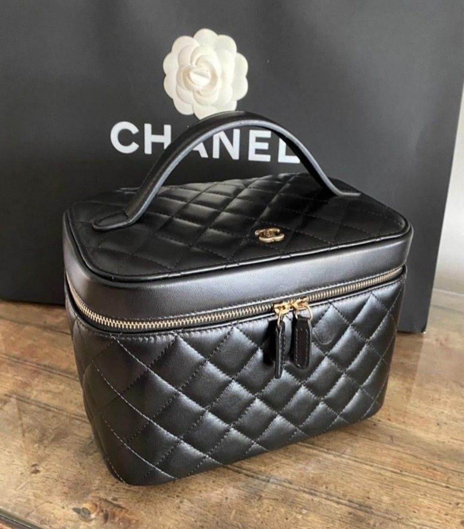 Sale BNIB new Chanel vanity bag in lambskin and GHW black Chanel lambskin bag 2019 Luxury Bags Wallets on Carousell