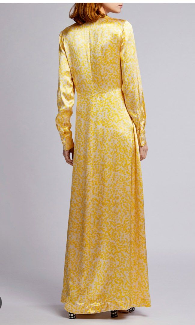 Ganni yellow silk dress hot sale