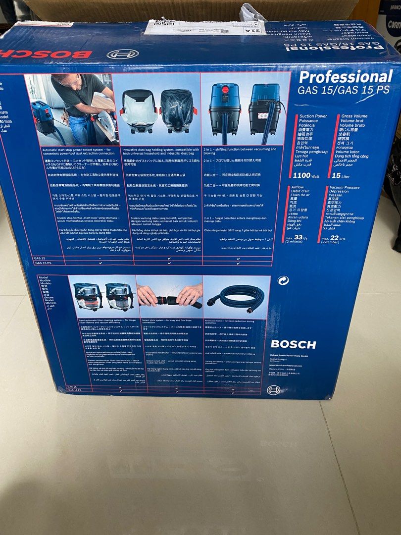 BOSCH Wet & Dry Vacuum Cleaner GAS 15 PS, TV & Home Appliances, Vacuum