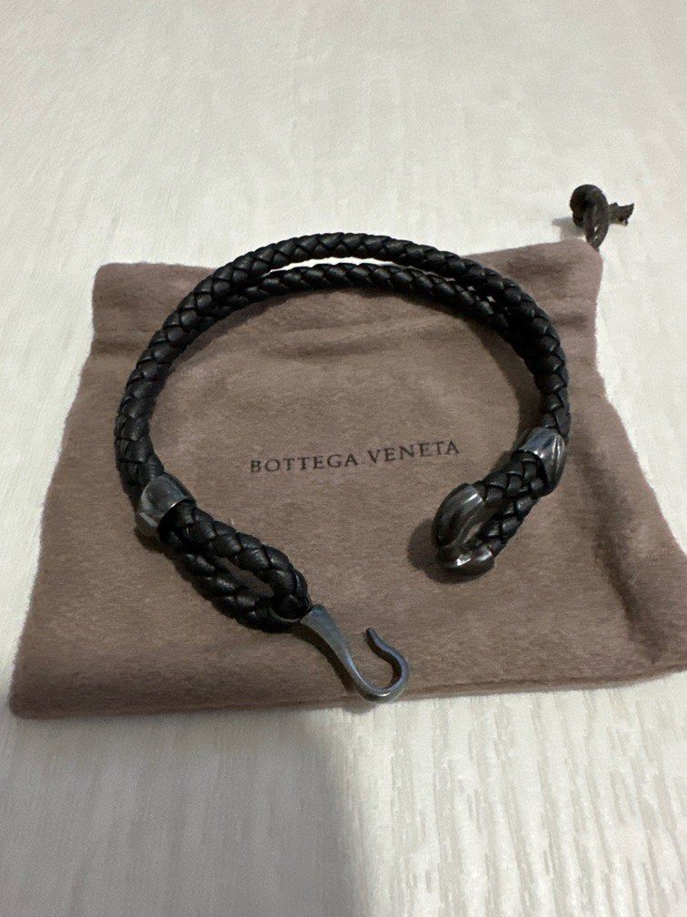 Bottega Veneta Leather Bracelet Black Luxury Accessories on