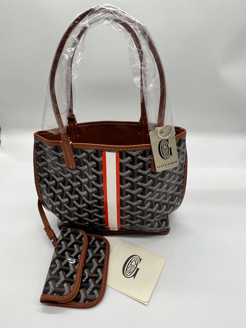 Goyard Goyardine Black and Brown Anjou Mini Reversible Tote Bag Palladium  Hardware