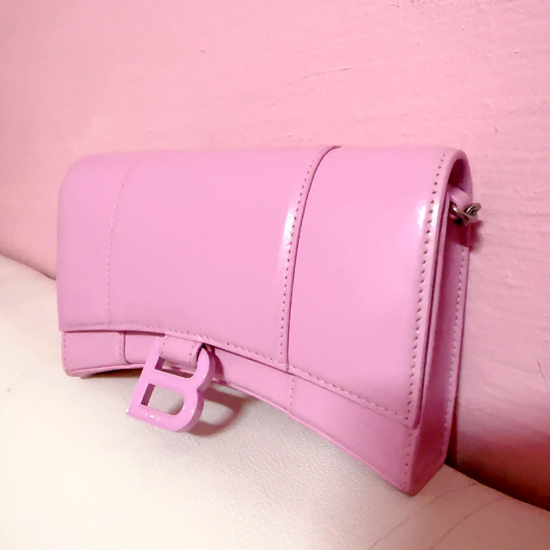 Brand New Authentic Balenciaga Hourglass Baby Pink Wallet Chain