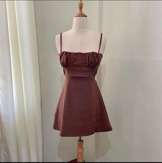 brown corset backless dress