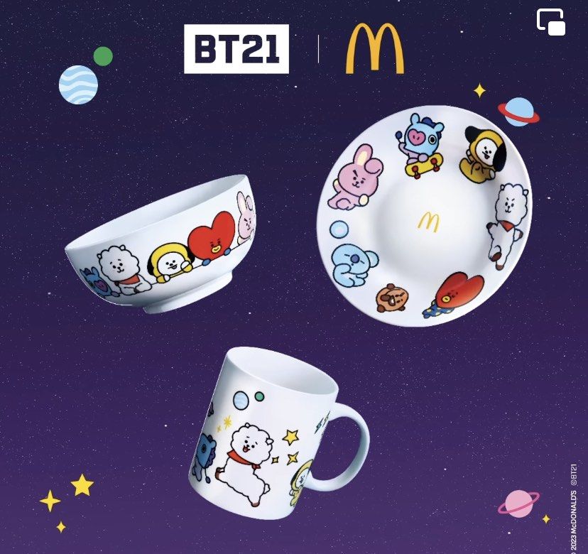 BT21 Ceramic Set Mcdo Singapore exclusive, Hobbies & Toys