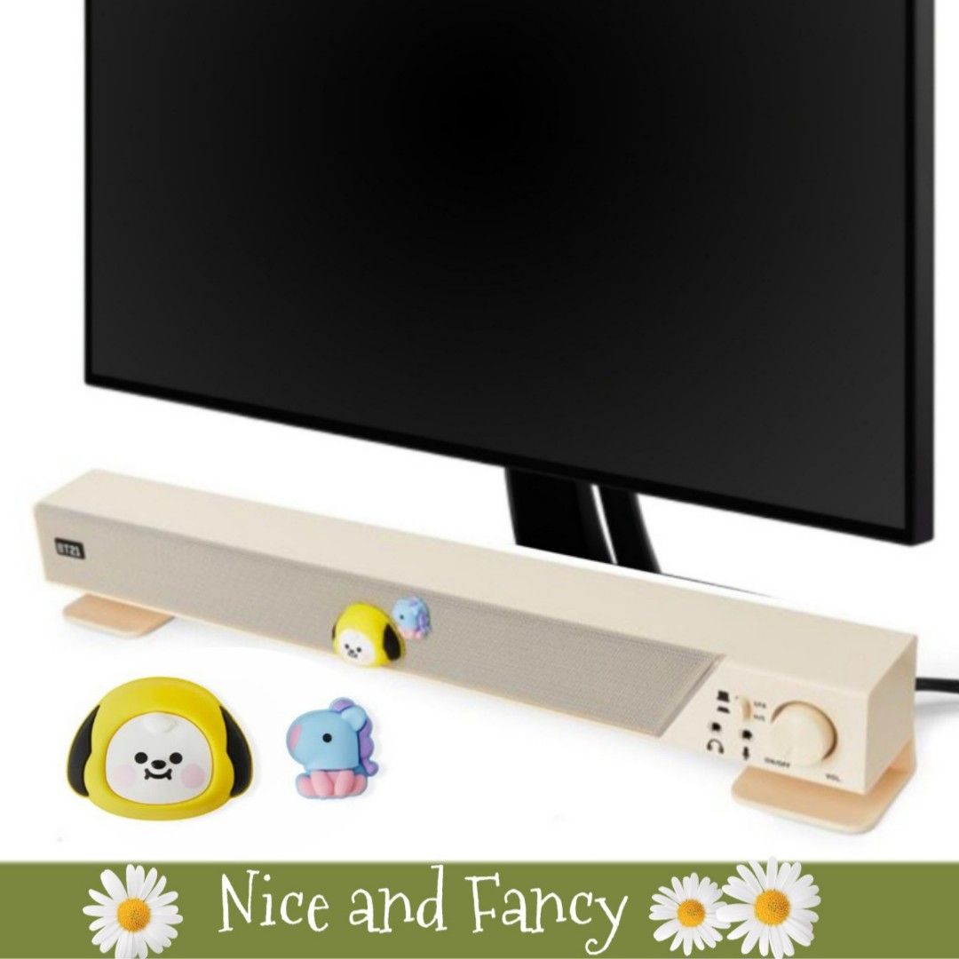 BT21 CHIMMY Computer SoundBar (USB Speaker) (Category: Soundbars, Speakers & Amplifiers) located in Quezon City. Submitted by niceandfancy (Listing ID 1230651563, Image 1). Description: [PRODUCT INFORMATION] Product Size : 45.5 x 7.7 x 9.5 cm Product Weight : 679g Material : ABS.