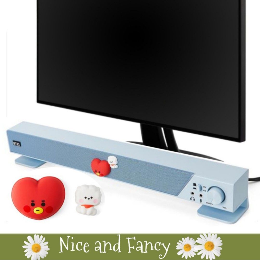BT21 TATA Computer Sound Bar (USB speaker) (Category: Soundbars, Speakers & Amplifiers) located in Quezon City. Submitted by niceandfancy (Listing ID 1230642823, Image 1). Description: [PRODUCT INFORMATION] Product Size : 45.5 x 7.7 x 9.5 cm Product Weight : 679g Material : ABS.