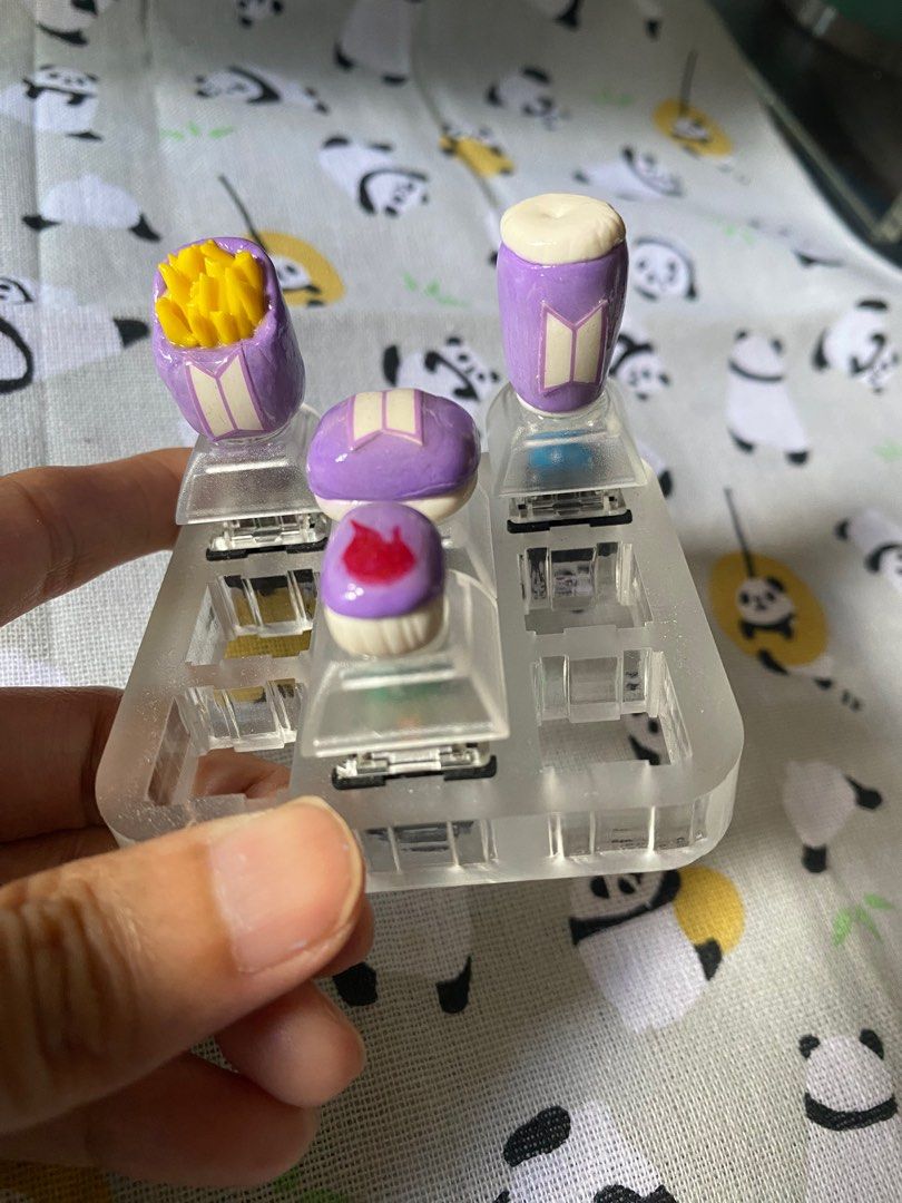 BTS meal keycap set, made with original mcdo packaging, Hobbies & Toys ...