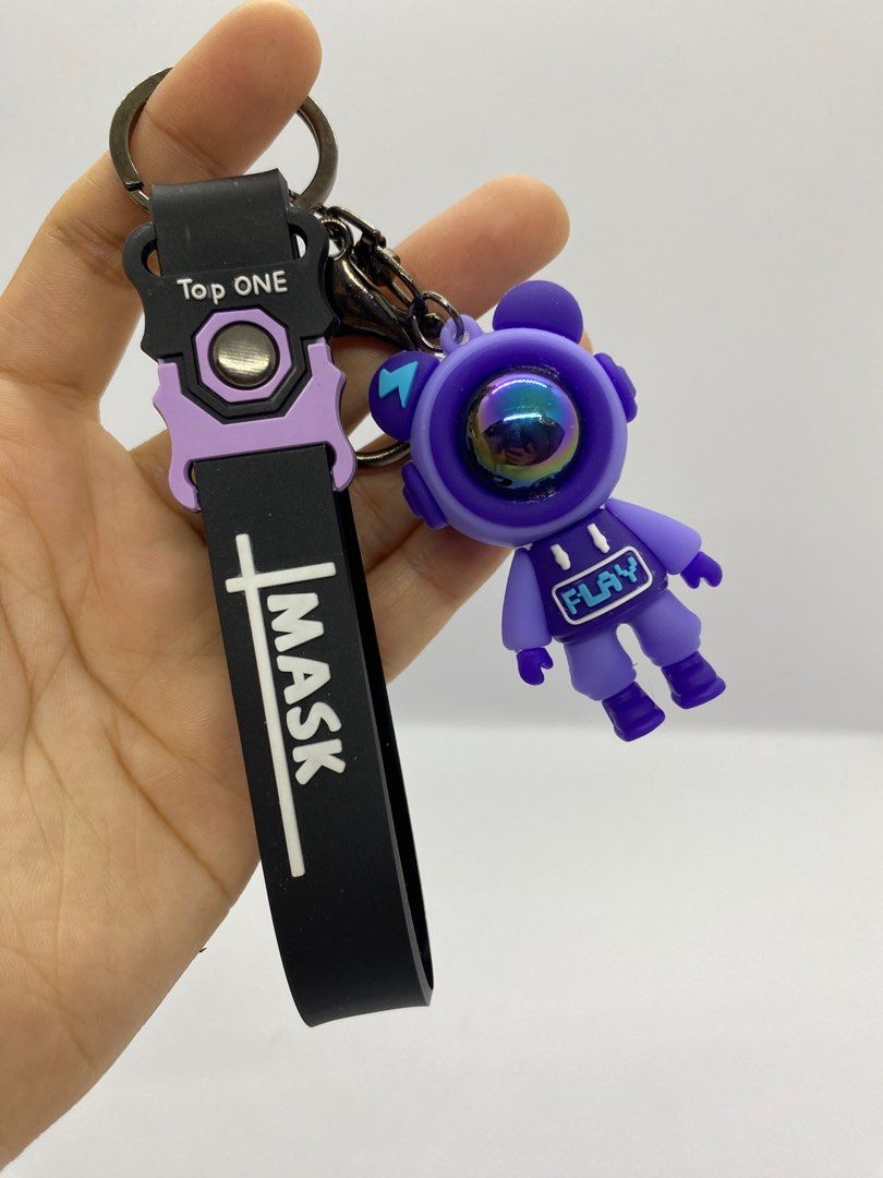 Cartoon Cute Lightning Bear Keychain Astronaut Bear Doll Keyring Bag  Pendant Couple Car Keyholder Creative Bag Charm Accessories High Quality