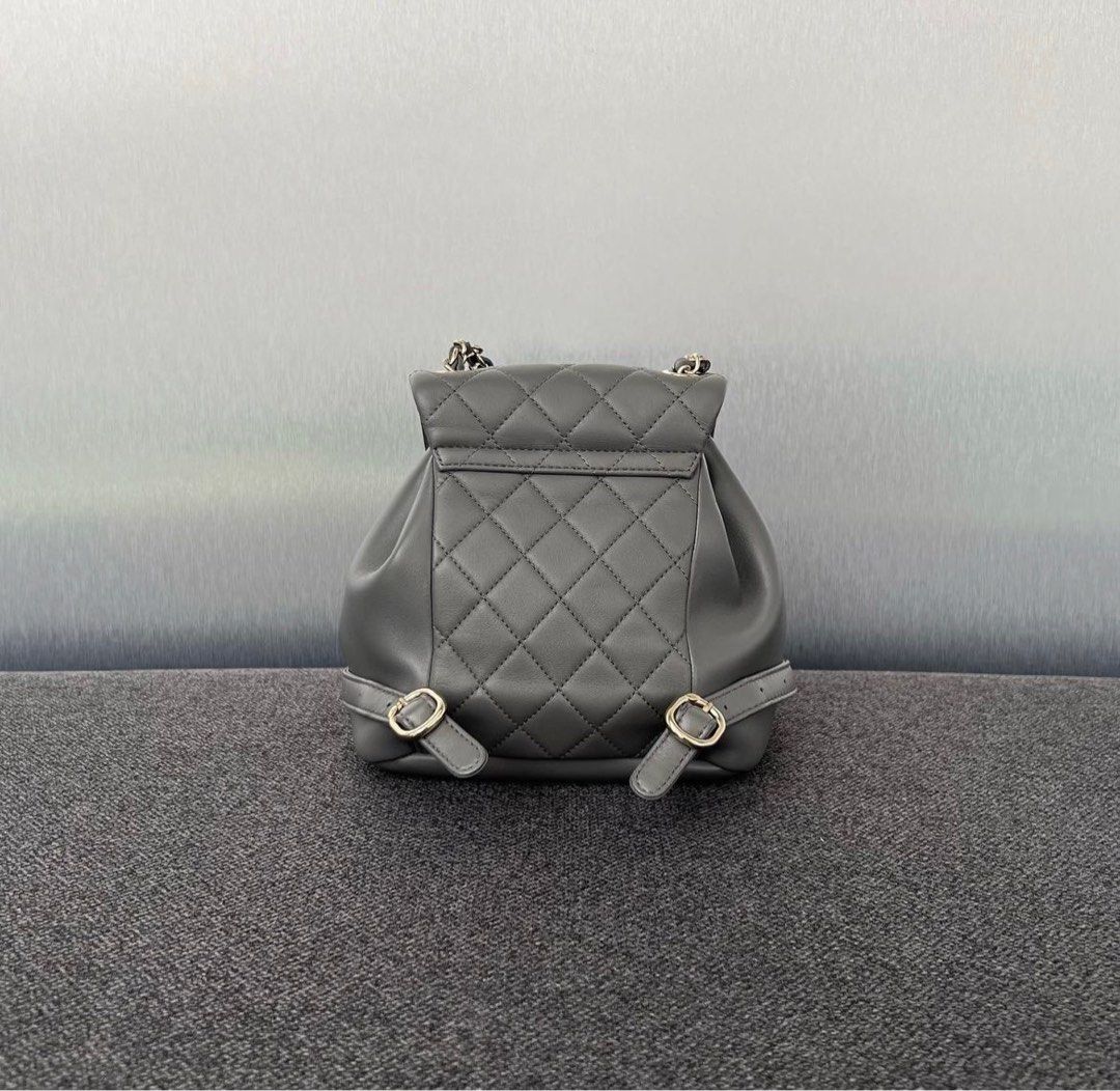 Chanel 22A Mimi Duma Backpack Lambskin Dark Grey LGHW (Microchip)