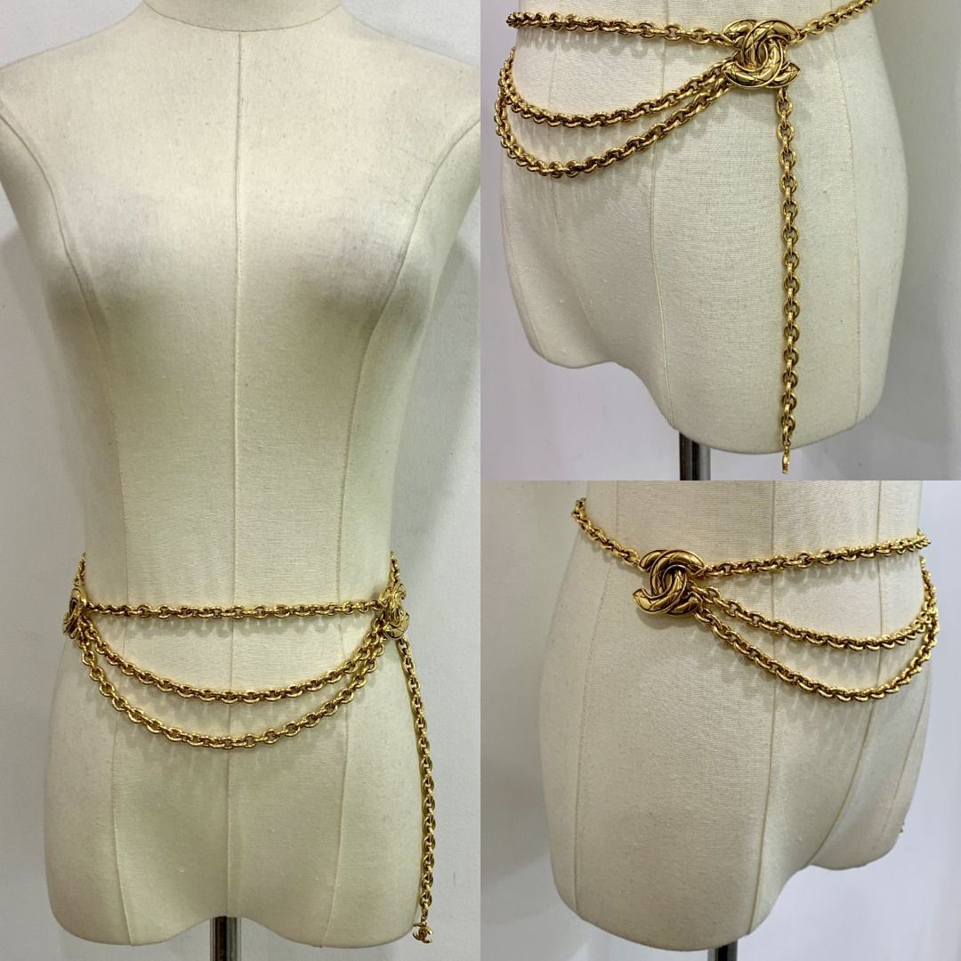 CHANEL GOLD MATELASSE DOUBLE CC CHAIN BELT 237012939 WE