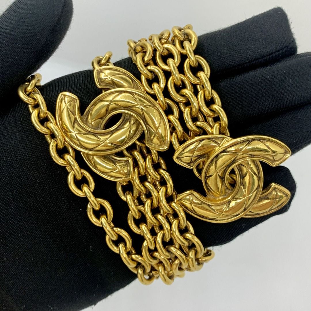 CHANEL GOLD MATELASSE DOUBLE CC CHAIN BELT 237012939 WE Luxury Accessories on Carousell