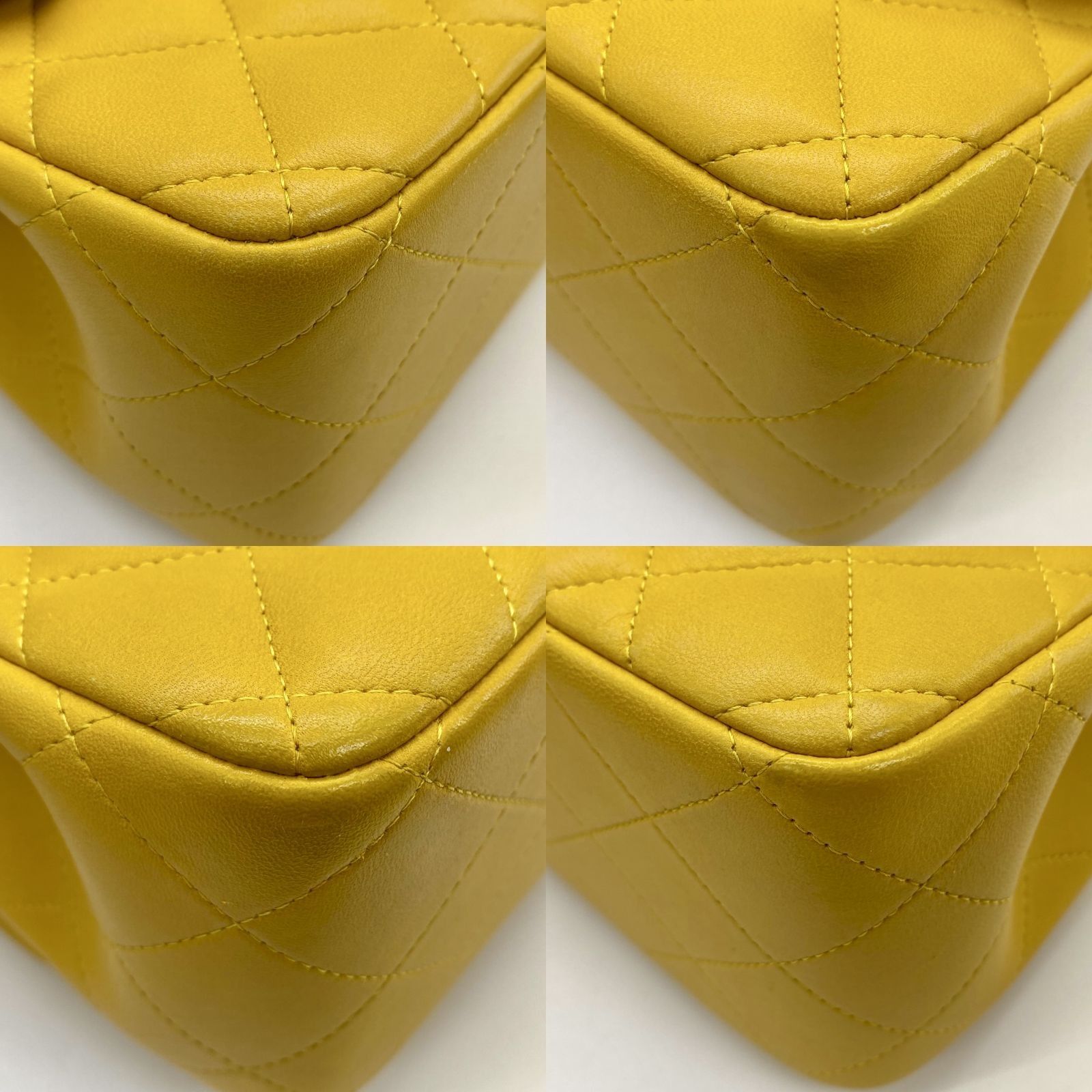 CHANEL Classic pouch matrasse lambskin / sheep leather / yellow / clutch bag  ref.489807 - Joli Closet