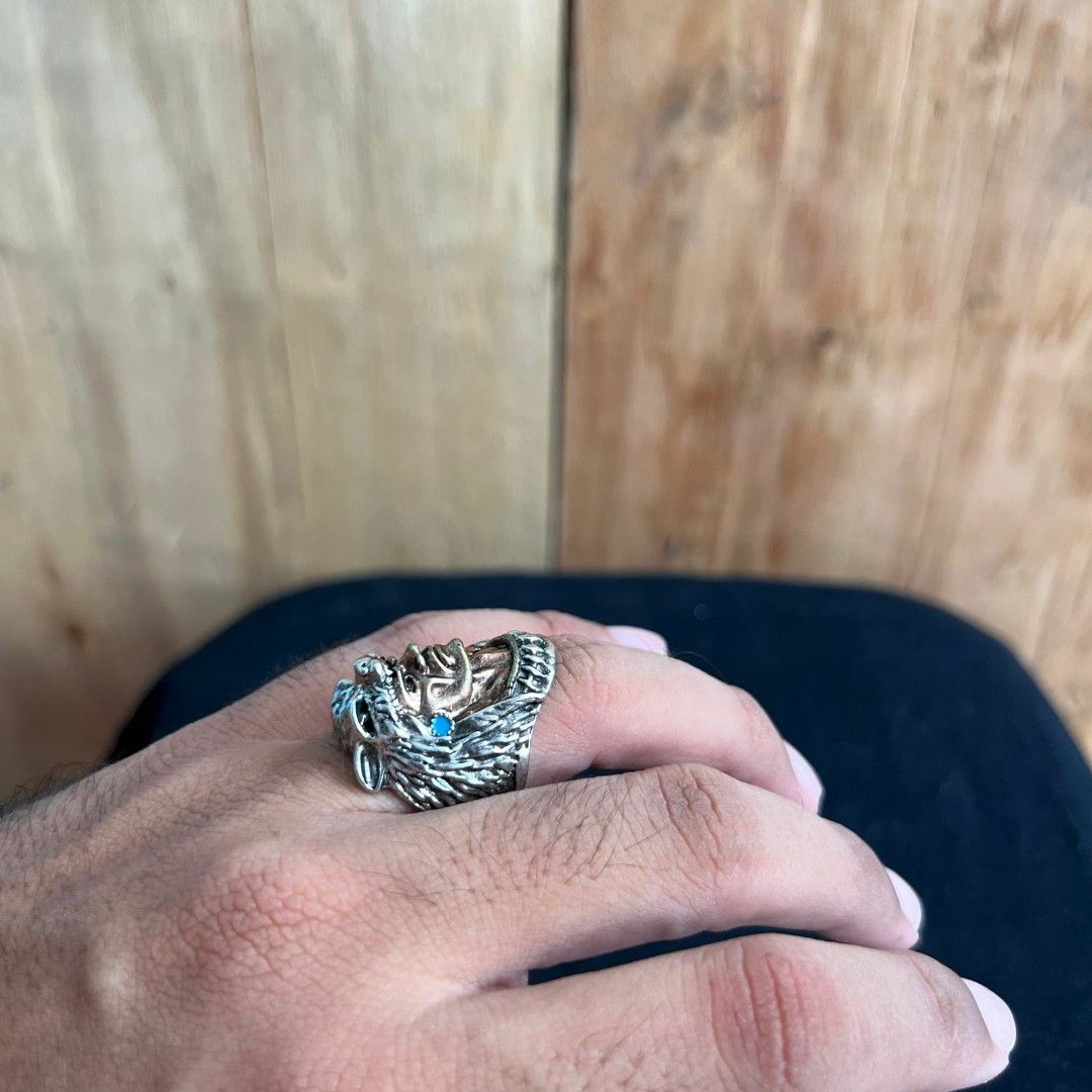 Cincin Bahan Titanium Steel Desain Suku Indian, Fesyen Pria, Aksesoris