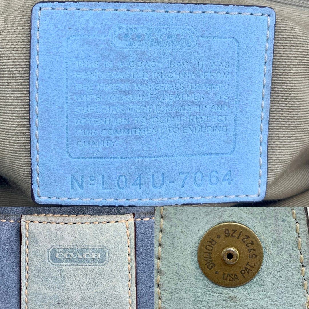 COACH 7064 BEIGE AND TEAL CANVAS BOSTON BAG 237014009