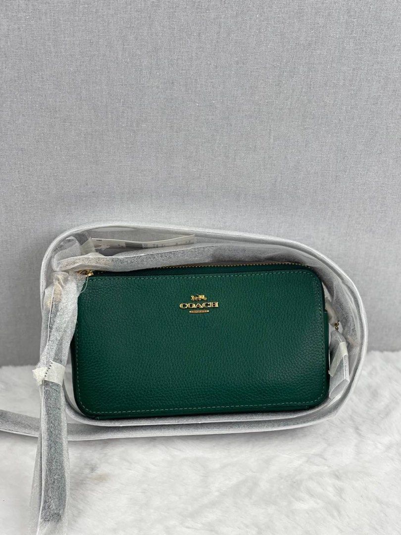 Coach Kira Pebbled Leather Crossbody Bag - Dark Pine