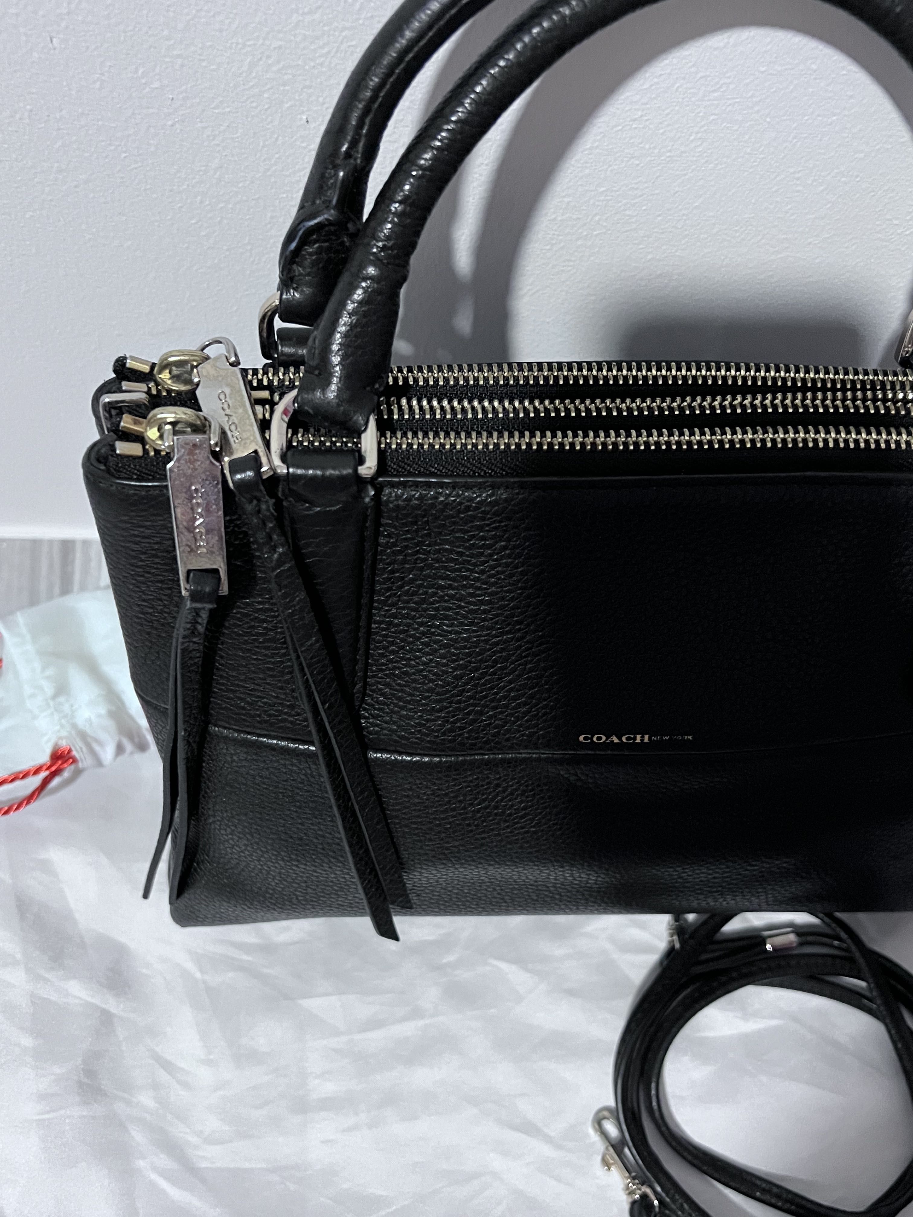 Coach mini borough bag black pebbled leather authentic with receipt ...