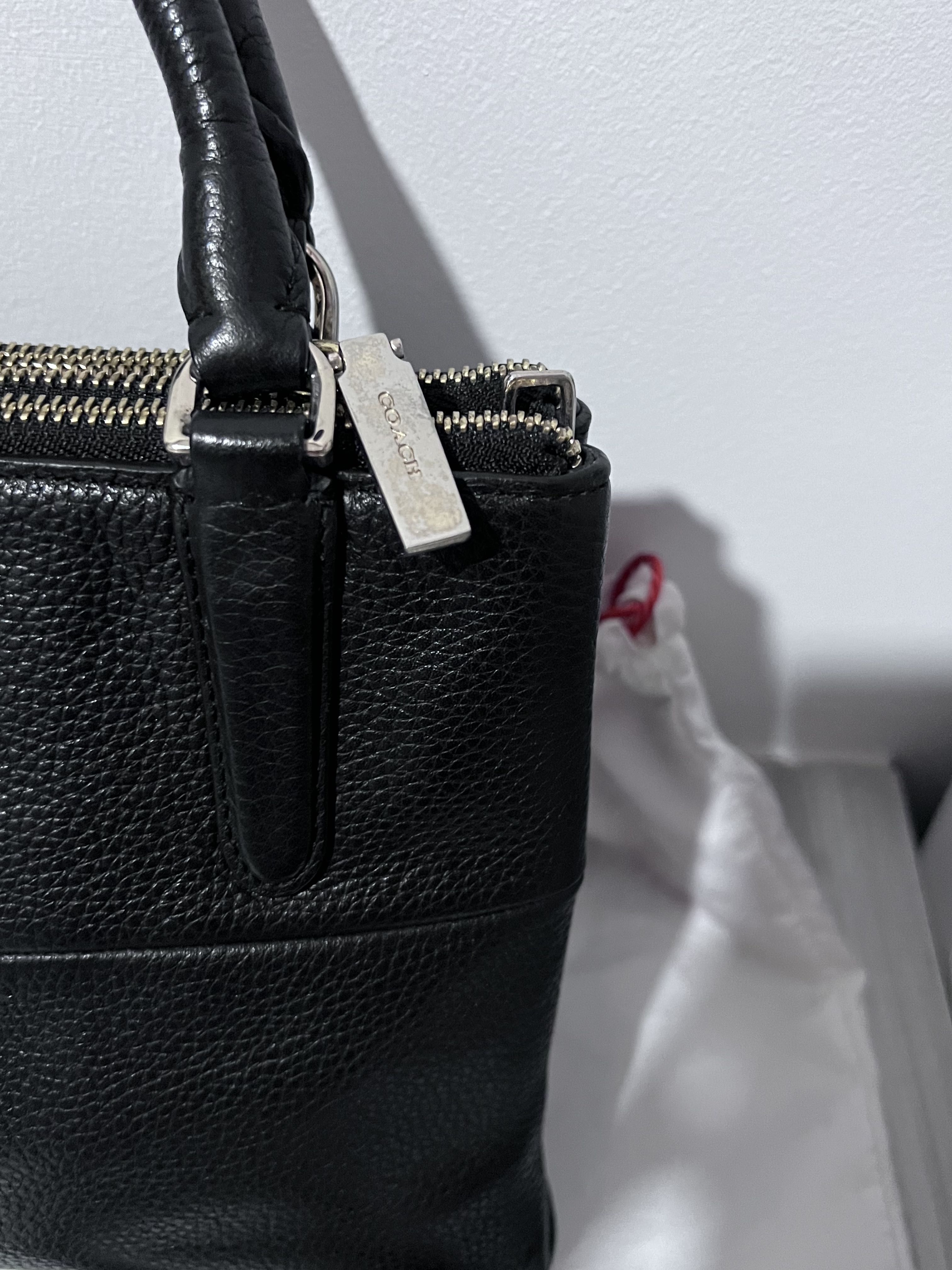 Coach mini borough bag black pebbled leather authentic with receipt ...
