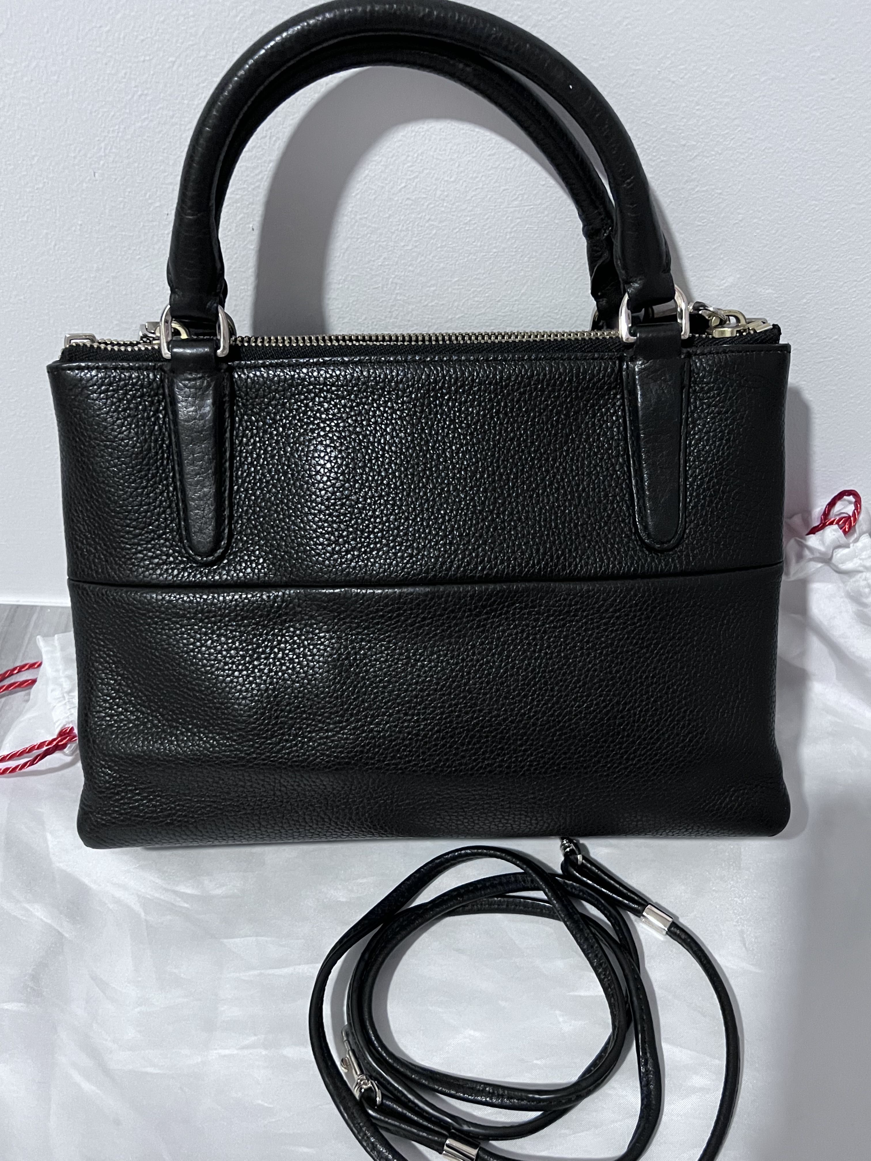 Coach mini borough bag black pebbled leather authentic with receipt ...