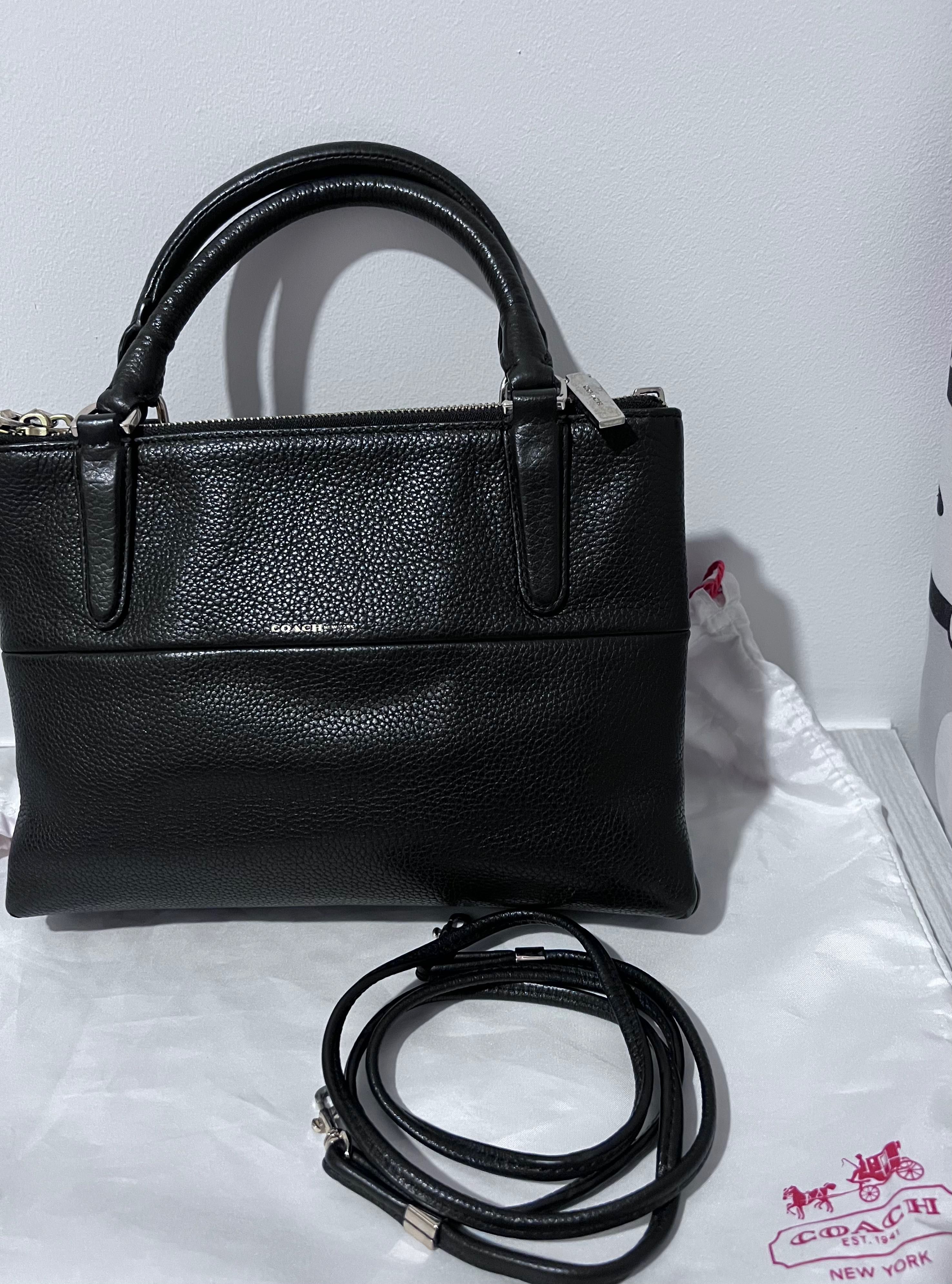 Coach mini borough bag black pebbled leather authentic with receipt ...