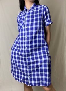 Cobalt blue gingham polo dress