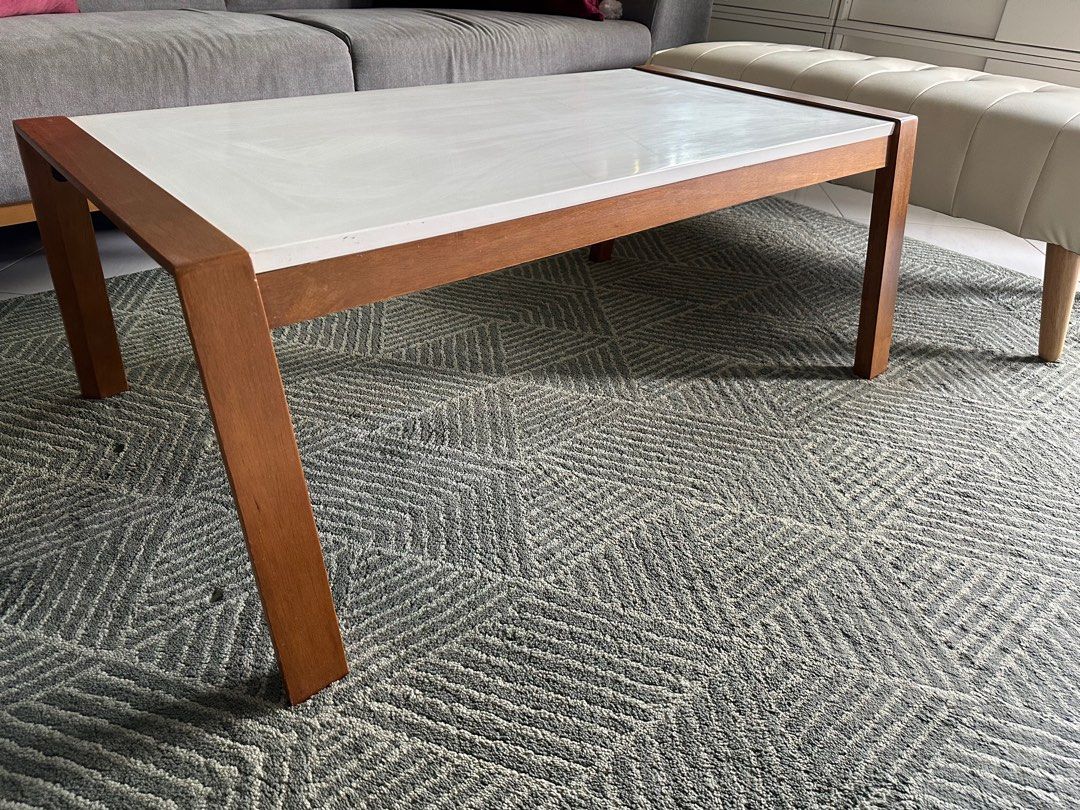 Courts coffee table (white/teak), Furniture & Home Living, Furniture