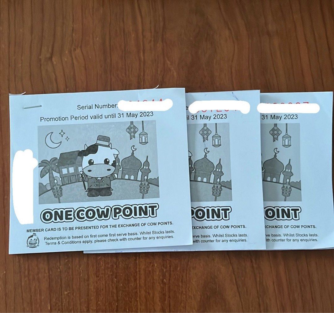 CPCM Cow Play Cow Moo Cow Points, Tickets & Vouchers, Vouchers on Carousell