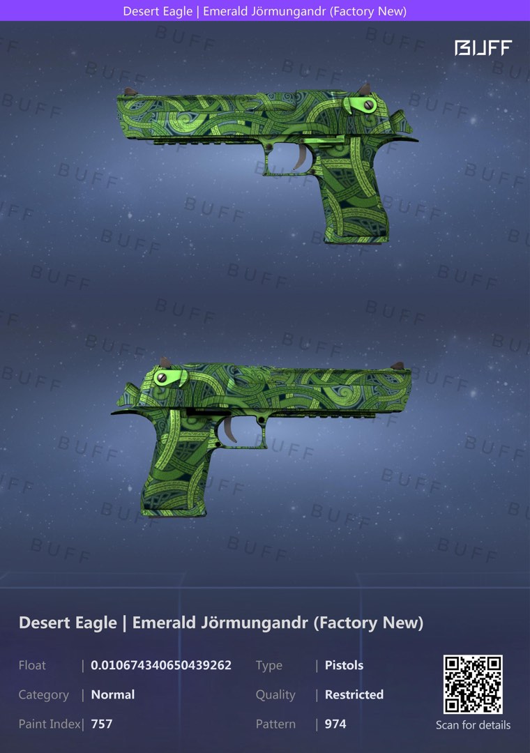 CSGO Desert Eagle Emerald Jormungandr, Video Gaming, Gaming Accessories