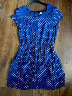 Primark cute blue polka dot dress