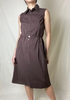 Dark choco button down cotton blend dress