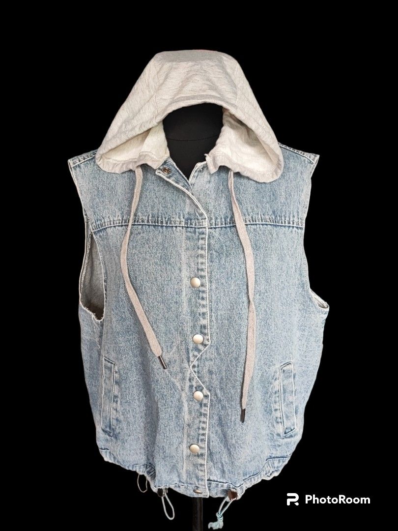 Denim discount sleeveless hoodie