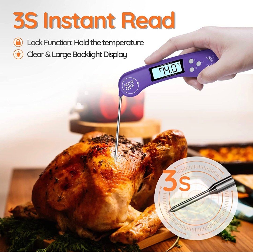  DOQAUS Digital Meat Thermometer for Cooking, Instant Read Food  Thermometer for Cooking, IP67 Waterproof Kitchen Temperature Probe with  Backlit & Calibration, for BBQ, Grilling, Candy, Turkey, Water : Home &  Kitchen