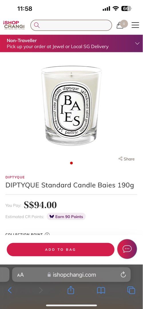 Diptyque Bailes Candle 190gr, Furniture & Home Living, Home Fragrance