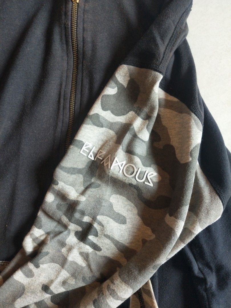 Elfamous zen camo double hoodie Bape lokal Fesyen Pria Pakaian