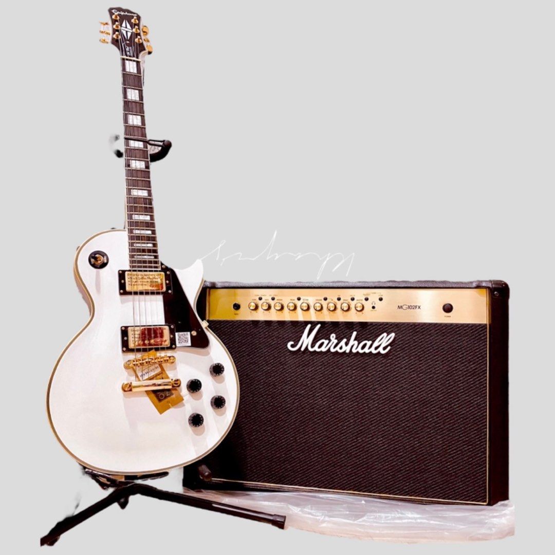 Epiphone LTD ED Les Paul Custom Lite Guitar Marshall MG102GFX Amplifier