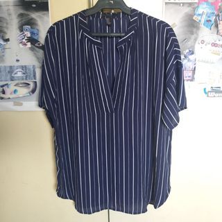Forever 21 Dark Blue Striped Blouse