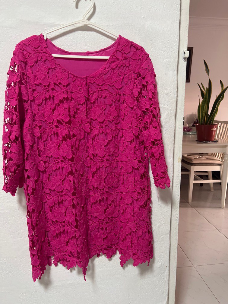 Fuchsia Pink Lace Dress