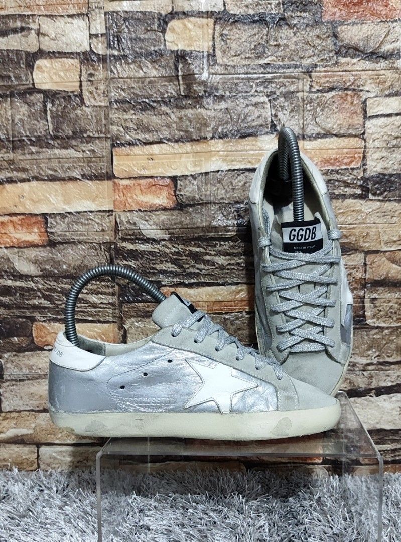 GGDB SILVER GREY METALLIC SUPERSTAR WOMENS AUTH Luxury Sneakers
