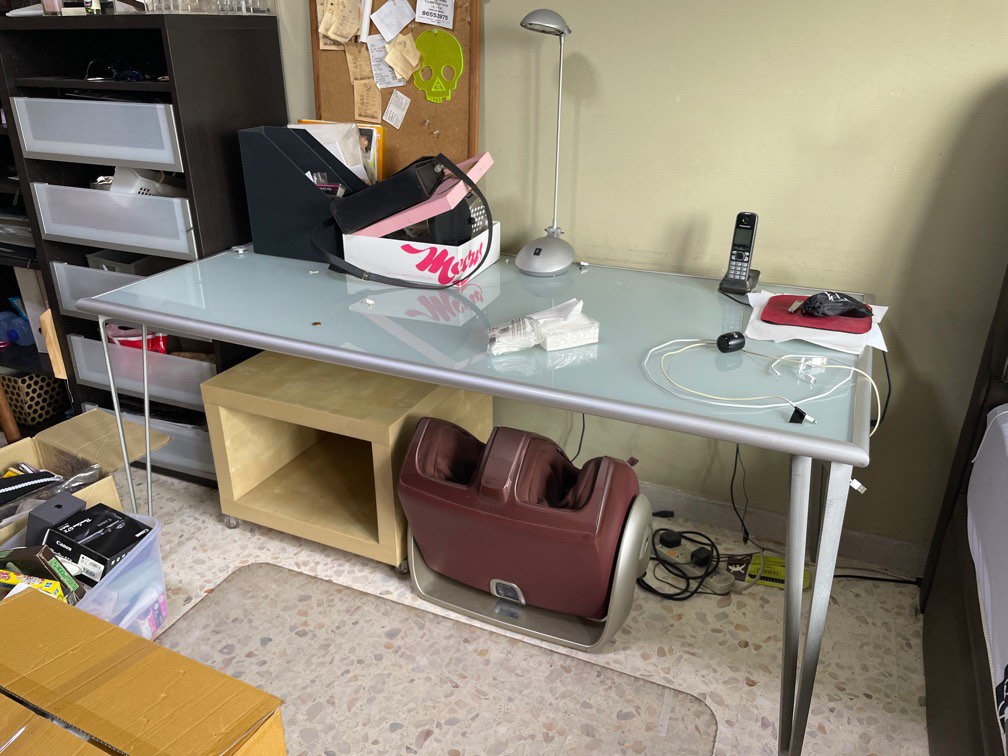 Glass table from ikea, Furniture & Home Living, Furniture, Tables