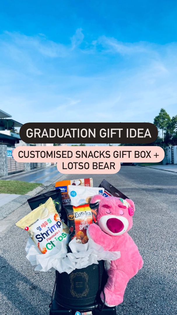 Graduation Snacks Gift Box with Disney Lotso Bear, Hobbies & Toys