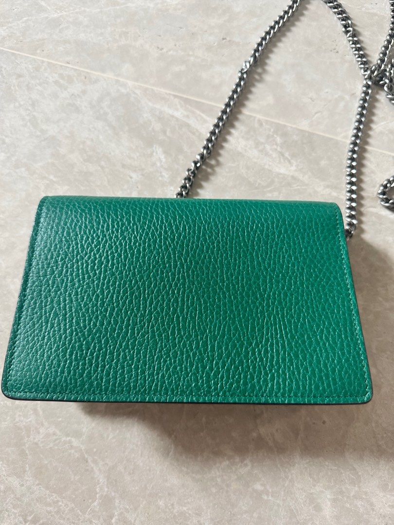 Dionysus leather super mini bag in emerald green leather