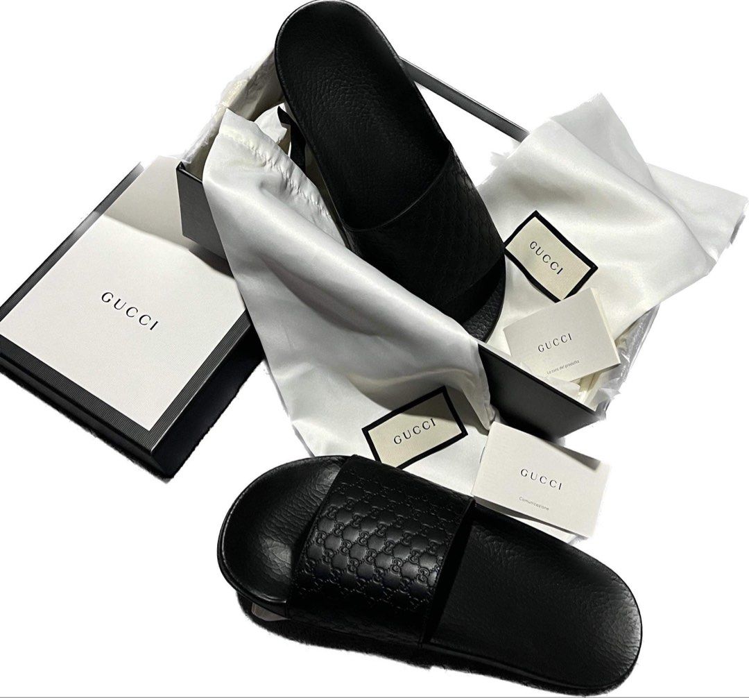 Gucci black slides women's clearance