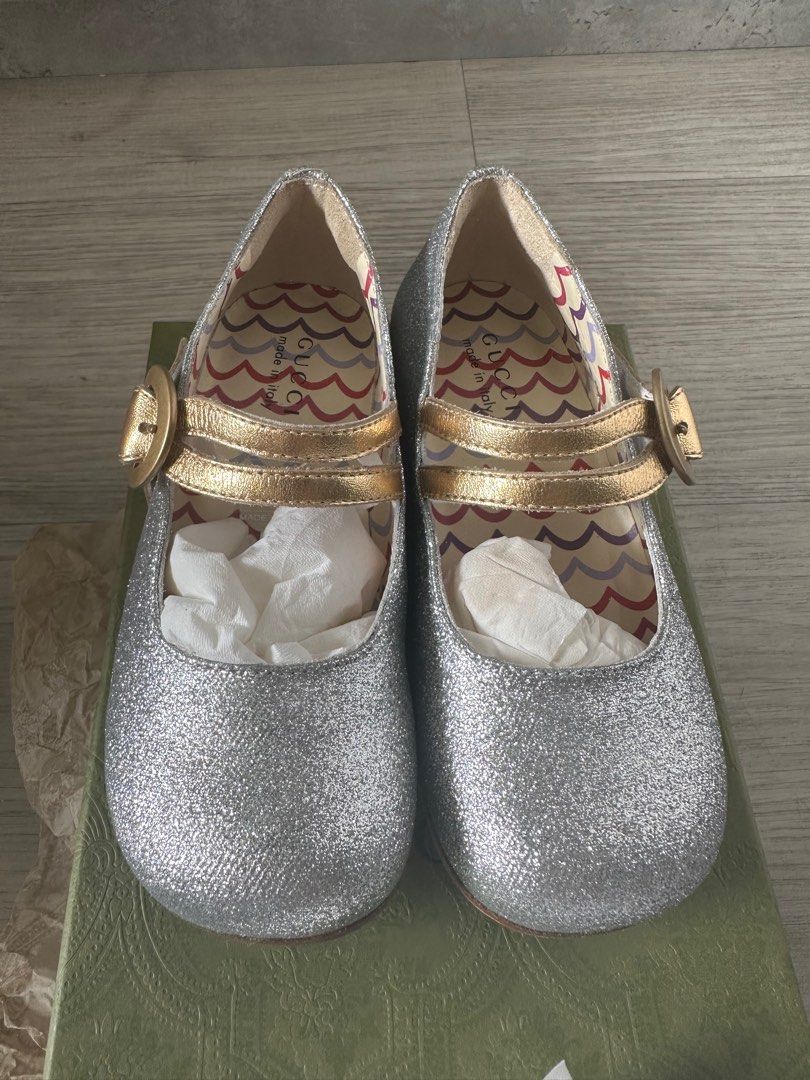 Gucci girl glitter flat shoes size 25 Babies Kids Babies