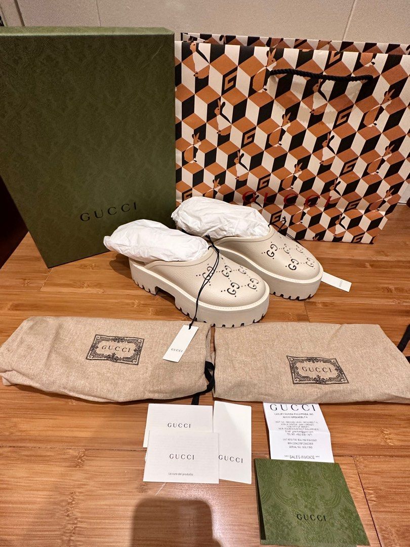 Gucci Perforated GG Platform Mules 99 new Luxury Sneakers