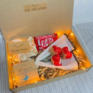 Handmade ribbon flowers gift box