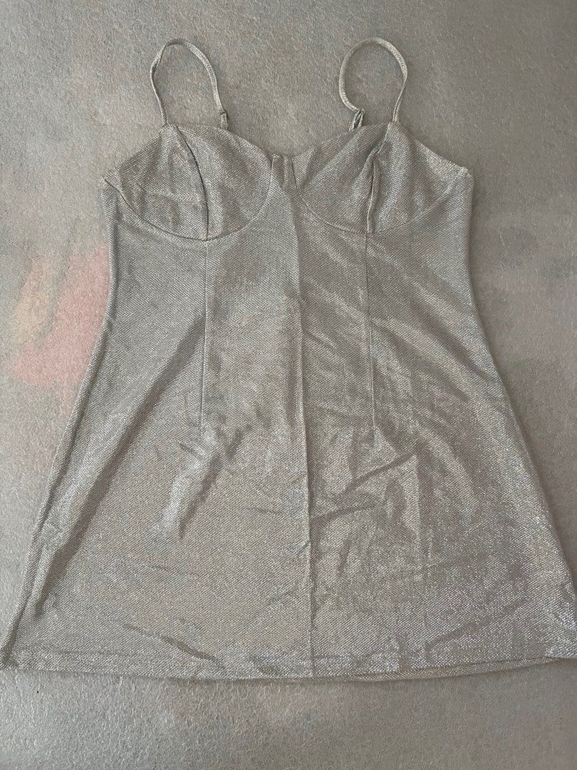 H&M Glittered Silver Dress, Women's Fashion, Dresses & Sets, Evening dresses  & gowns on Carousell