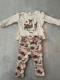 H&M Reindeer Floral Long sleeves Leggings set