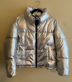 H M Silver Puffer Jacket Padded Jacket Fesyen Wanita Pakaian