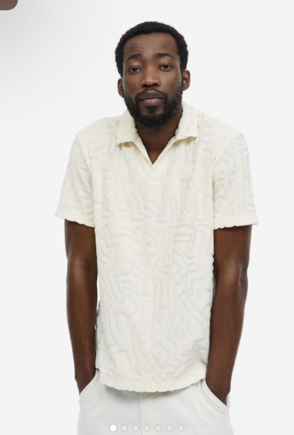 H M x Keith Haring Regular Fit Terry Polo Shirt Men s Fashion
