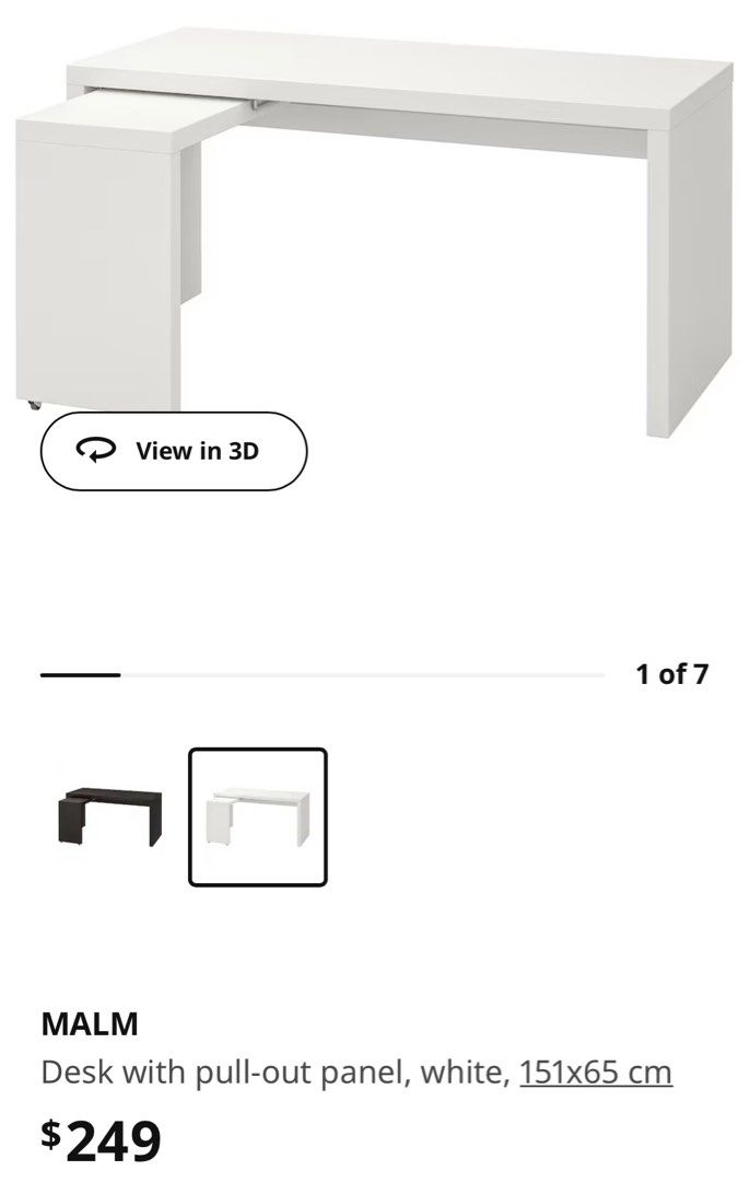 IKEA Malm Desk (with pull out panel), Furniture & Home Living