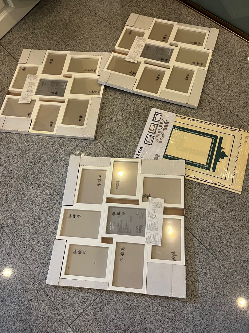 IKEA plastic picture frames x3 + stickers frames, Furniture & Home